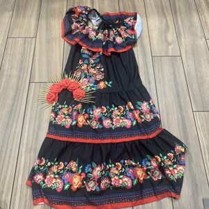 Black Floral Off-Shoulder Maxi Dress